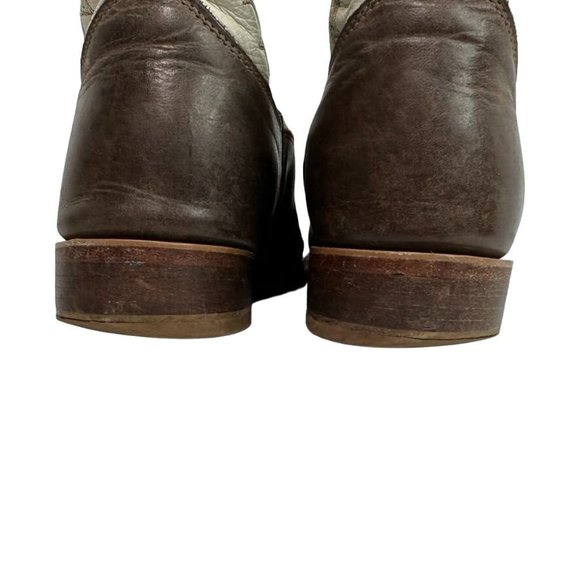 JUSTIN Bent Rail Boots BR313 Brown White w Turquoise Western Square Toe Mens 11 - Picture 10 of 14